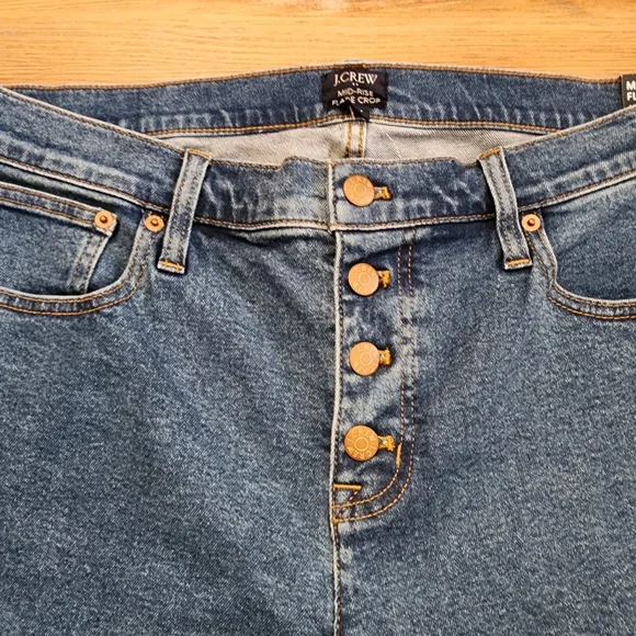 J. Crew Jeans Womens 32P Blue Mid-Rise Flare Crop NEW - Picture 3 of 9